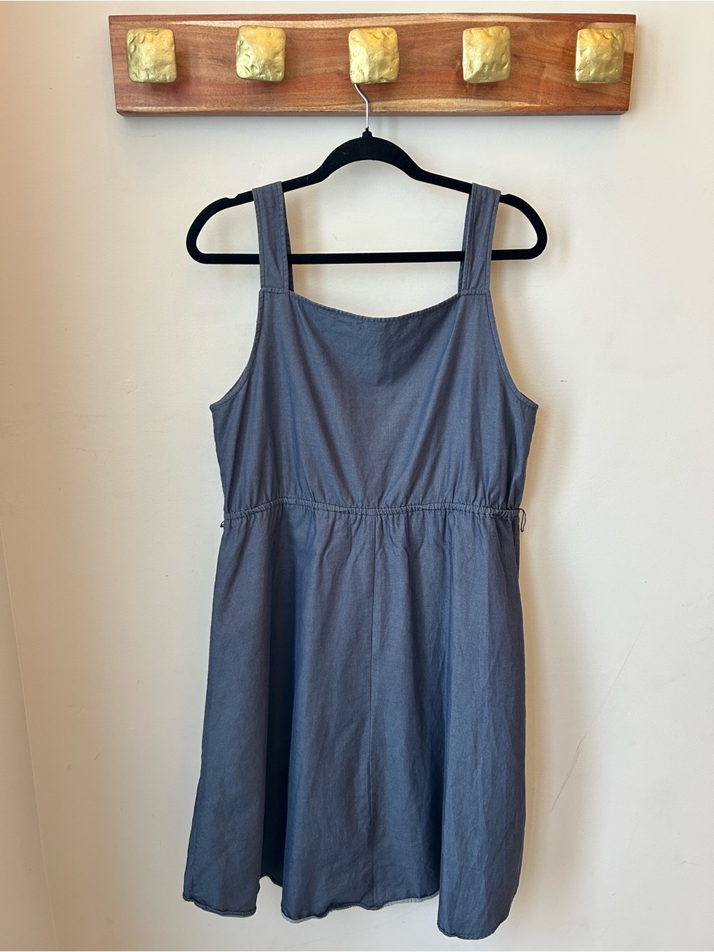 Chambray Cottagecore Babydoll Tank Dress | Blue Cotton Sleeveless | Plus Size XL - Picture 6 of 12
